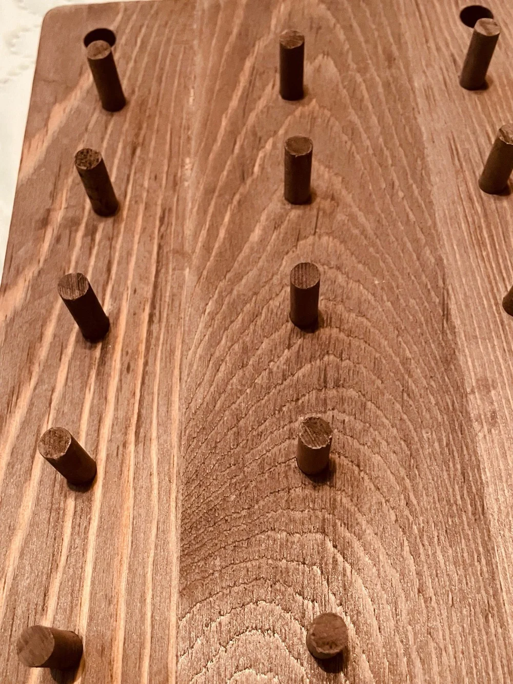 Rustic Wooden Peg Hook Rack - Brown